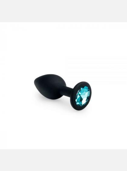 Силиконовая анальная пробка Black Silicone Topaz, размер S анальная страза