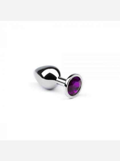Анальная пробка из металла Silver Amethyst CRYSTAL, размер: S анальная пробка со стразой