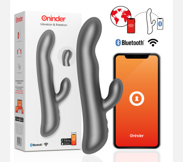Вібратор-кролик з рухливою голівкою <br>VIBRATION & ROTATION <br> колір: чорний, Oninder (Іспанія) 