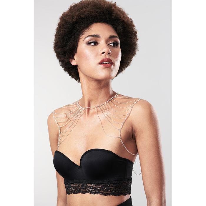 Колье из цепочек на плечи Magnifique Серебристый металл, Bijoux Indiscrets эротическое украшение Bijoux Indiscrets