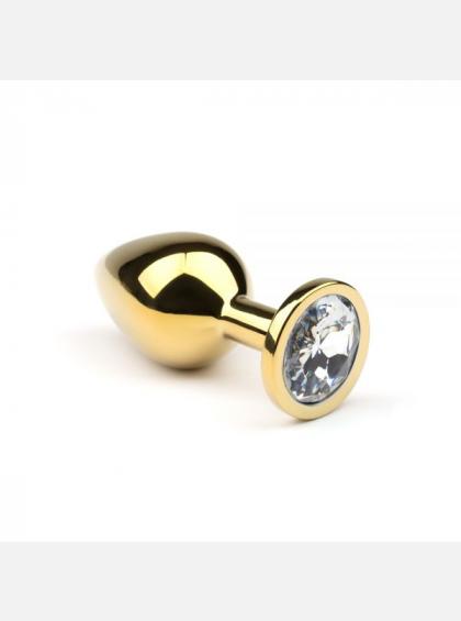 Анальная пробка с кристаллом Gold Diamond, размер L металлическая анальная пробка со стразой