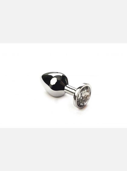 Анальная пробка со стразой, Silver Diamond, размер M Анальная пробка с кристаллом Бриллиант, серебро