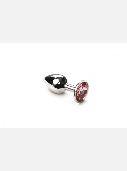 Анальная пробка из металла Розовый Топаз, S Анальная страза, Silver Pink Topaz, S