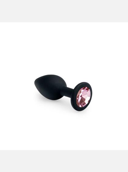 Силиконовая анальная пробка Розовый Топаз, S Анальная страза, Black Silicone Pink Topaz, S