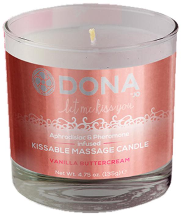 Свеча для массажа с афродизиаками и феромонами DONA, VANILLA Свеча для массажа с афродизиаками и феромонами