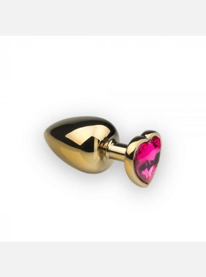 sLash - Металлическая анальная пробка, Gold Heart Pink-Rhodolite sLash - Металлическая анальная пробка, Gold Heart Pink-Rhodolite